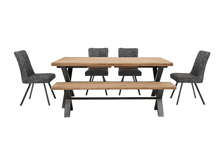 Earth Large Straight Edge Dining Table with a Large Bench and 4 Chairs