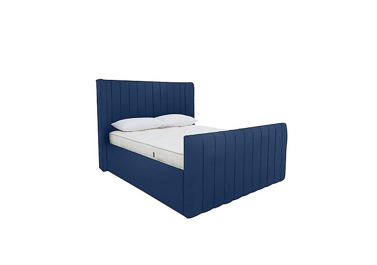 Eira High Foot End Ottoman Bed Frame - Double - Velvet Navy