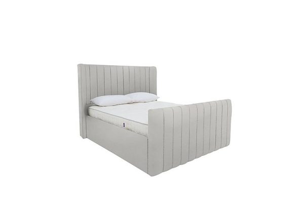 Eira High Foot End Ottoman Bed Frame  Double  Velvet Silver | Bed Sava
