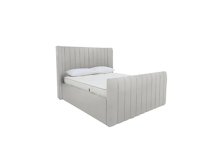 Eira High Foot End Ottoman Bed Frame - Double - Velvet Silver
