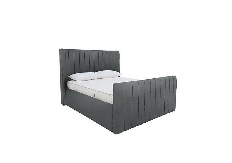 Eira High Foot End Ottoman Bed Frame - Double - Velvet Steel