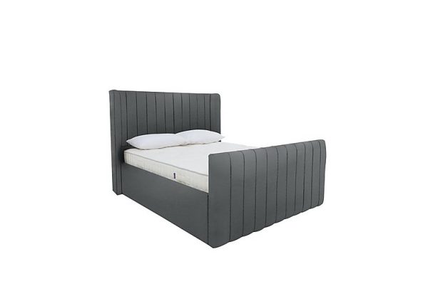 Eira High Foot End Ottoman Bed Frame  Super King  Velvet Steel | Bed Sava