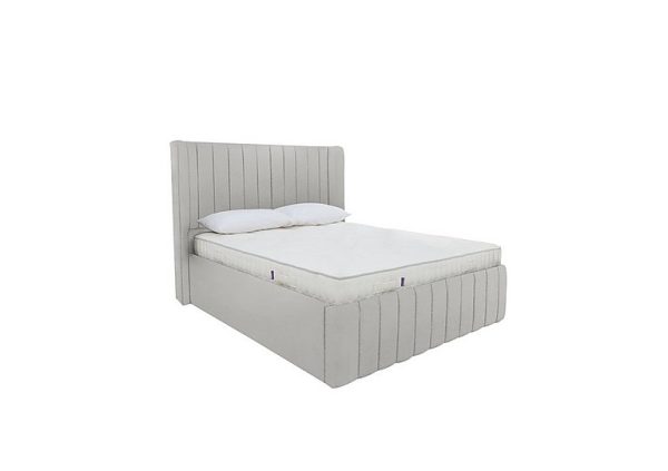 Eira Low Foot End Ottoman Bed Frame  Double  Velvet Silver | Bed Sava