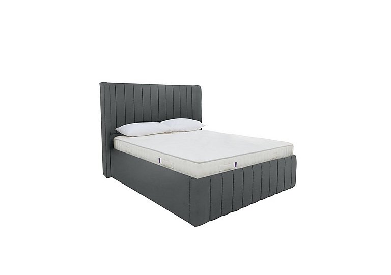 Eira Low Foot End Ottoman Bed Frame - Double - Velvet Steel