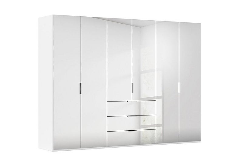 Rauch - Formes 6 Door Bifold Combi Mirror Wardrobe - White/White Front