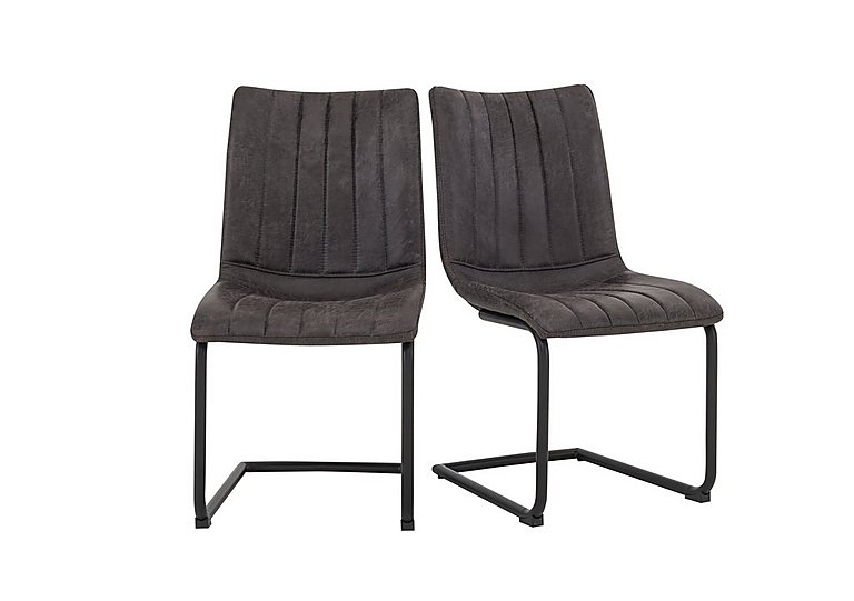 Ranger Pair of Cantilever Dining Chairs - Grey