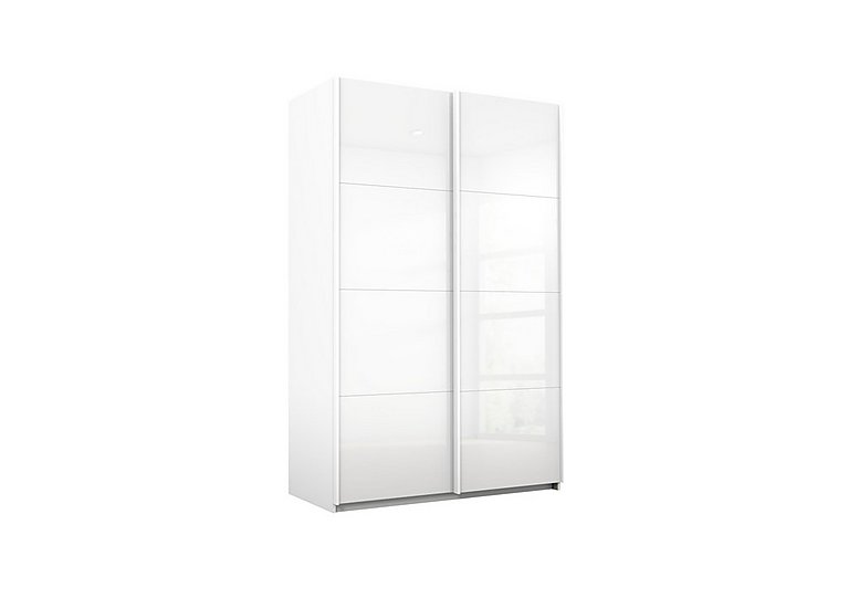Rauch - Lima 136cm 2 Door Sliding Wardrobe with Glass Front 210cm Tall - White