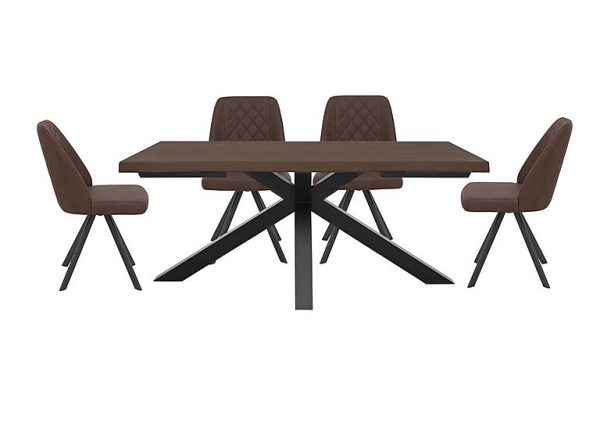 Mars Large Live Edge Dining Table with 4 Faux Leather Swivel Chairs | Bed Sava