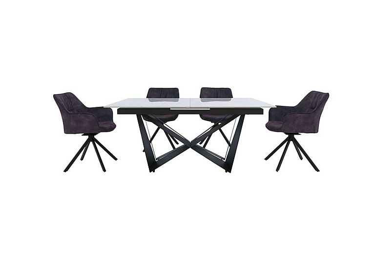 Marvel Black 160 cm Extending Dining Table and 4 Swivel Chairs - Charcoal