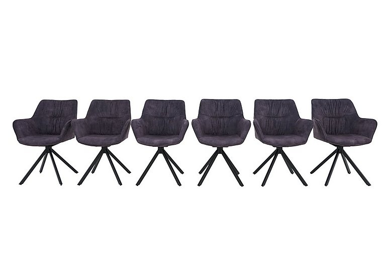 Marvel Black Set of 6 Swivel Dining Chairs - Charcoal