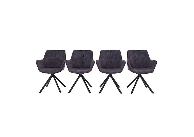 Marvel Black Set of 4 Swivel Dining Chairs - Charcoal