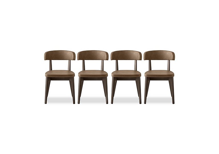 Connubia  Siren Set of 4 Graphite Wooden Leg Dining Chairs  Tobacco | Bed Sava