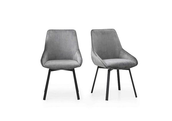 Veja Pair of Swivel Dining Chairs  Grey | Bed Sava