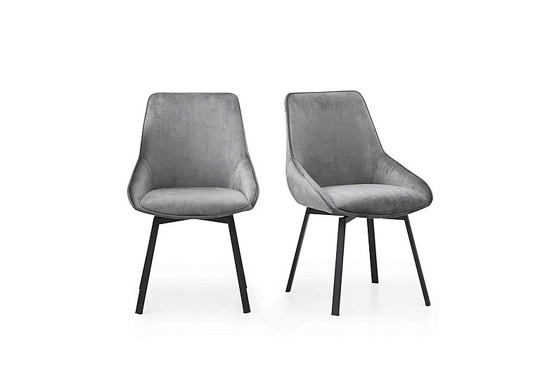 Veja Pair of Swivel Dining Chairs - Grey