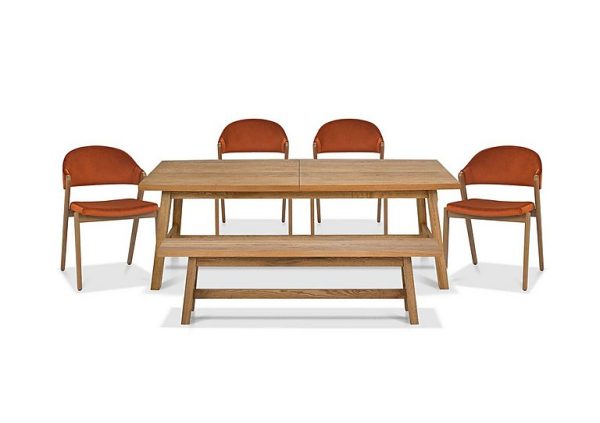 Stratford Large Extending Dining Table with Small Bench and 4 Fabric Chairs | Bed Sava