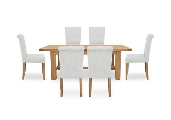 Augusta Large Rectangular Extending Dining Table and 6 Roll Back Upholstered Chairs | Bed Sava