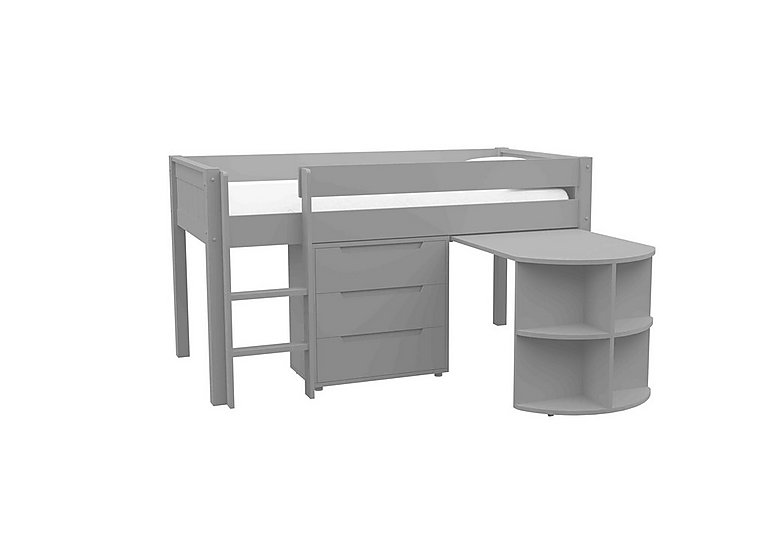 Stompa - Chase Mid Sleeper with Desk and 3 Drawer Chest - Grey
