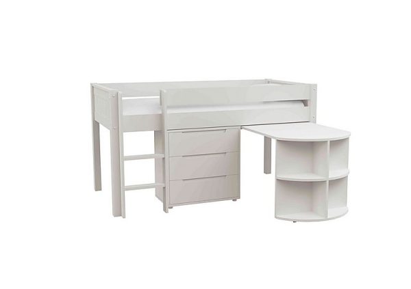 Stompa  Chase Mid Sleeper with Desk and 3 Drawer Chest  White | Bed Sava