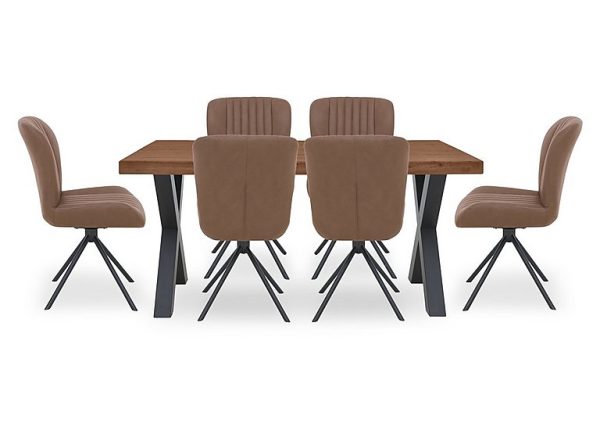 Bodahl  Compact Terra Straight Edge Dining Table with 6 Cognac Swivel Chairs  Old Bassano | Bed Sava