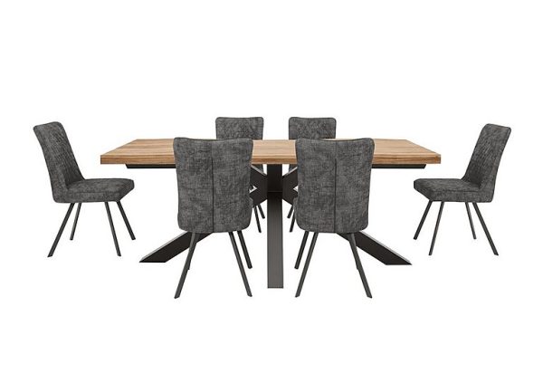 Earth Large Live Edge Dining Table and 6 Chairs  Graphite | Bed Sava