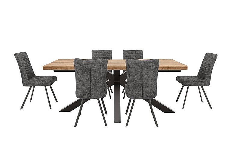 Earth Large Live Edge Dining Table and 6 Chairs - Graphite