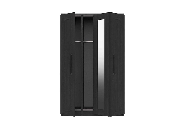 London Bedrooms  Fenchurch 3 Door Bifold Wardrobe with Mirror  Graphite | Bed Sava