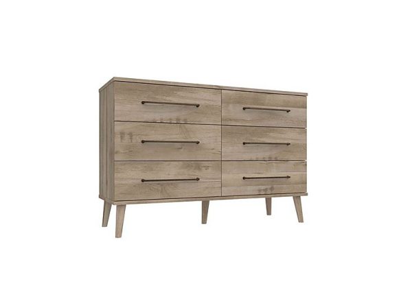 London Bedrooms  Finchley 6 Drawer Wide Chest  Italian Natural Oak | Bed Sava