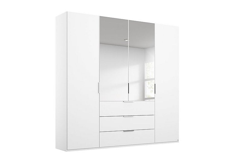Rauch - Formes Decor 4 Door Combo Hinged Wardrobe with 2 Mirrors and Drawers - White