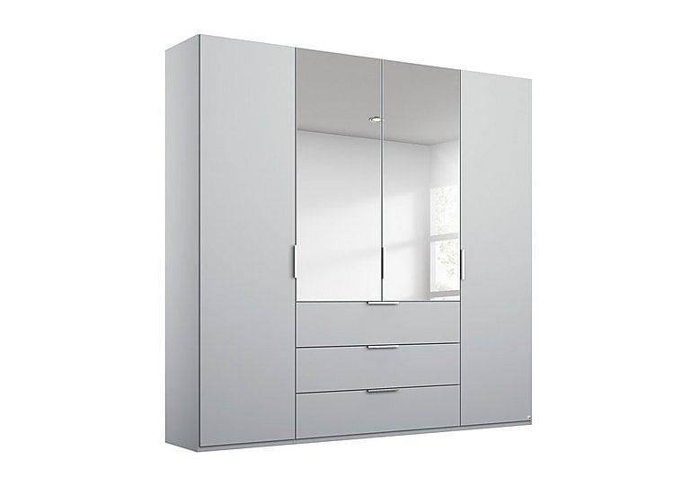 Rauch - Formes Decor 4 Door Combo Hinged Wardrobe with 2 Mirrors and Drawers - Silk Grey