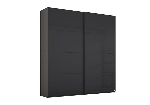 Rauch  Formes Glass 2 Door Slider Wardrobe  GraphiteBasalt Front | Bed Sava