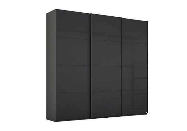 Rauch  Formes Glass 3 Door Sliding Wardrobe  GraphiteBasalt Front | Bed Sava
