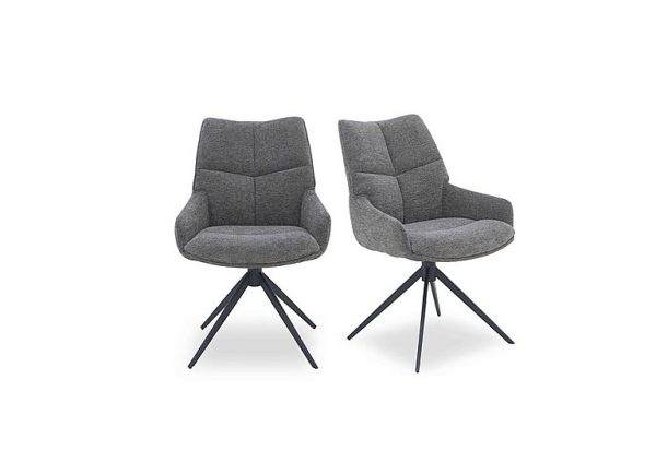 Kiara Pair of Fabric Swivel Dining Chairs | Bed Sava