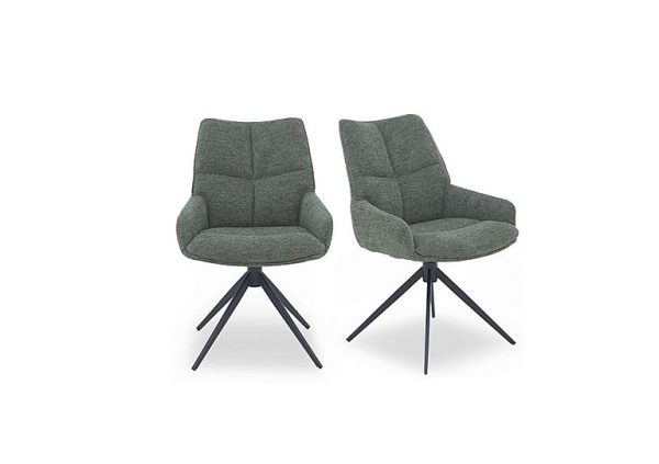 Kiara Pair of Fabric Swivel Dining Chairs  Forest | Bed Sava