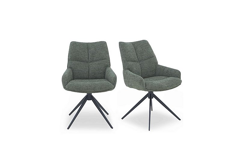 Kiara Pair of Fabric Swivel Dining Chairs - Forest