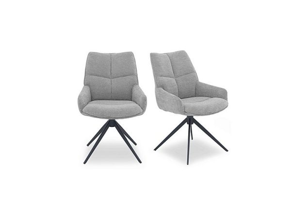 Kiara Pair of Fabric Swivel Dining Chairs  Taupe | Bed Sava