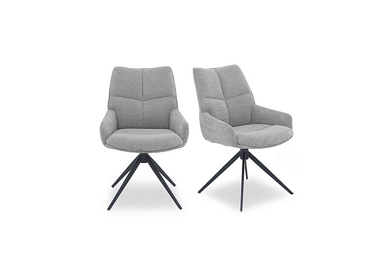 Kiara Pair of Fabric Swivel Dining Chairs - Taupe