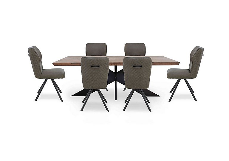 Bodahl - Loki Small Dining Table and 6 Steel Swivel Chairs - Desert