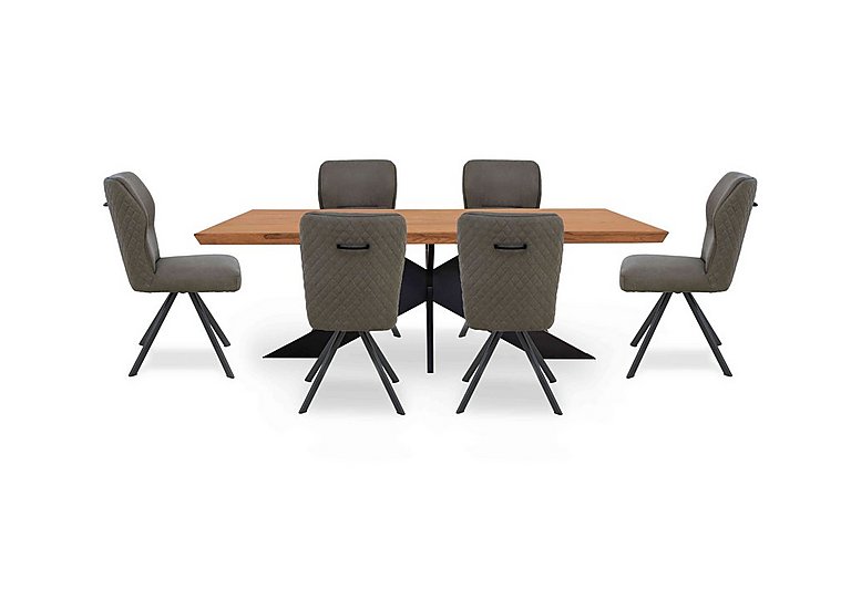Bodahl - Loki Small Dining Table and 6 Steel Swivel Chairs - Oiled