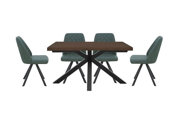 Mars Small Live Edge Dining Table with 4 Faux Leather Swivel Chairs  Green | Bed Sava