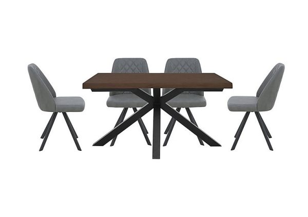 Mars Small Live Edge Dining Table with 4 Faux Leather Swivel Chairs  Grey | Bed Sava