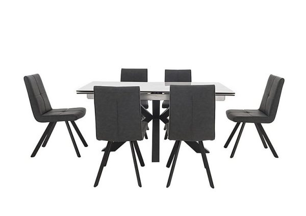 Phoenix Dining Table and 6 Chairs  Dark Grey | Bed Sava