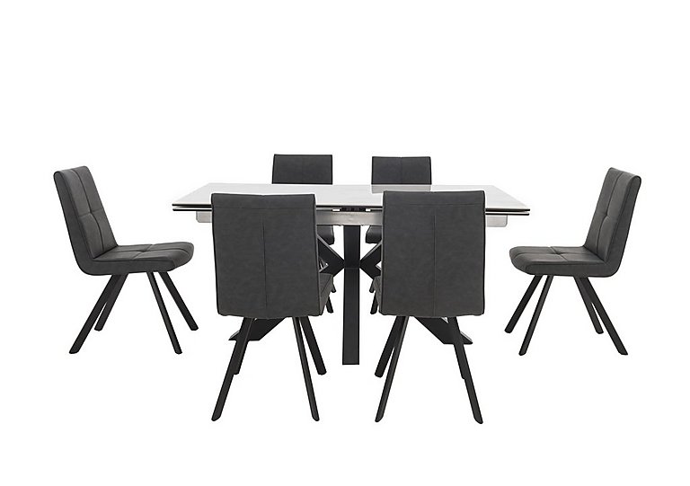 Phoenix Dining Table and 6 Chairs - Dark Grey