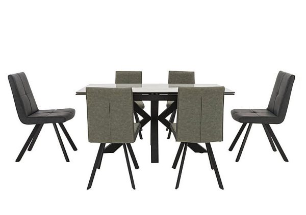 Phoenix Dining Table and 6 Chairs  4 Two Tone and 2 Dark Grey | Bed Sava