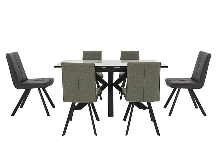 Phoenix Dining Table and 6 Chairs - 4 Two Tone and 2 Dark Grey