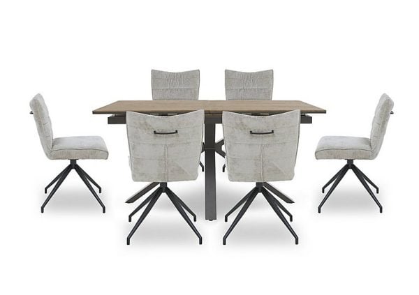 Saturn Pop up Extending Dining Table and 6 Swivel Chairs | Bed Sava