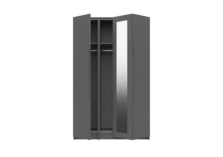 London Bedrooms  St Pancras 3 Door Bifold Wardrobe with Mirror  Dust Grey Gloss | Bed Sava