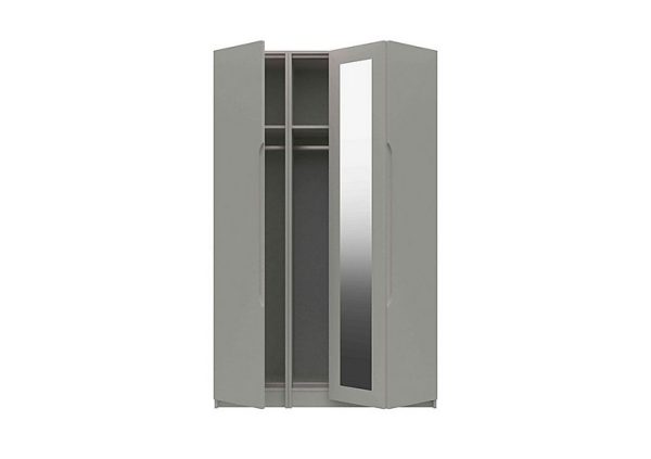London Bedrooms  St Pancras 3 Door Bifold Wardrobe with Mirror  Light Grey | Bed Sava
