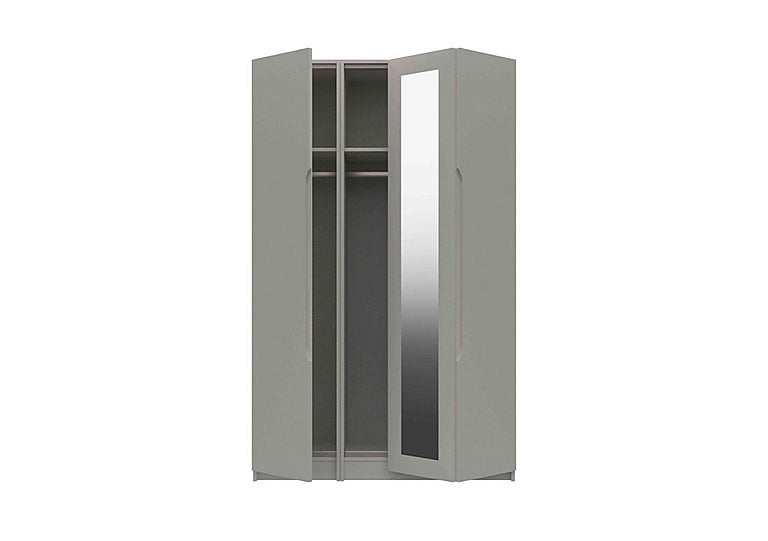 London Bedrooms  St Pancras 3 Door Bifold Wardrobe with Mirror  Light Grey | Bed Sava