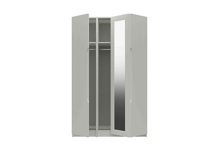 London Bedrooms  St Pancras 3 Door Bifold Wardrobe with Mirror  White | Bed Sava