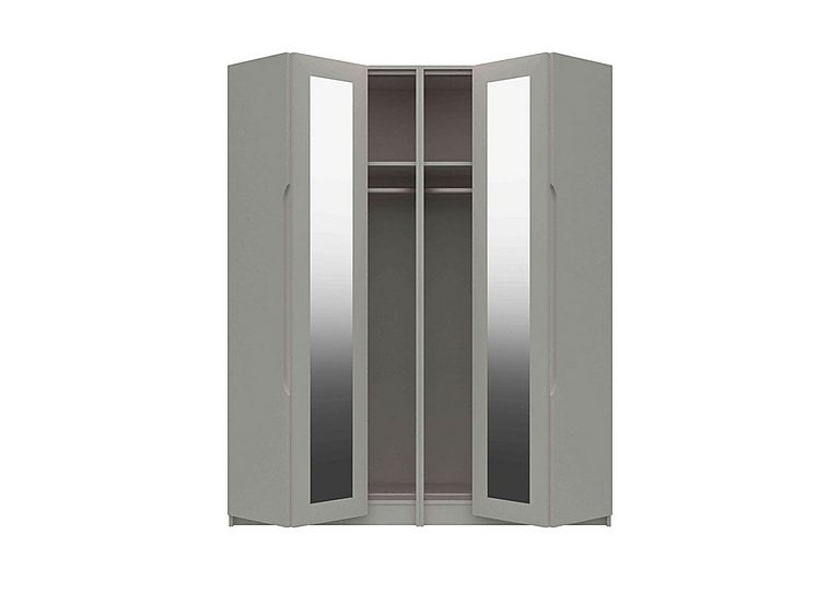 London Bedrooms  St Pancras 4 Door Bifold Wardrobe  Light Grey | Bed Sava
